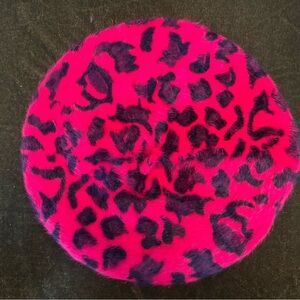 Red and Black Leopard Print Beret